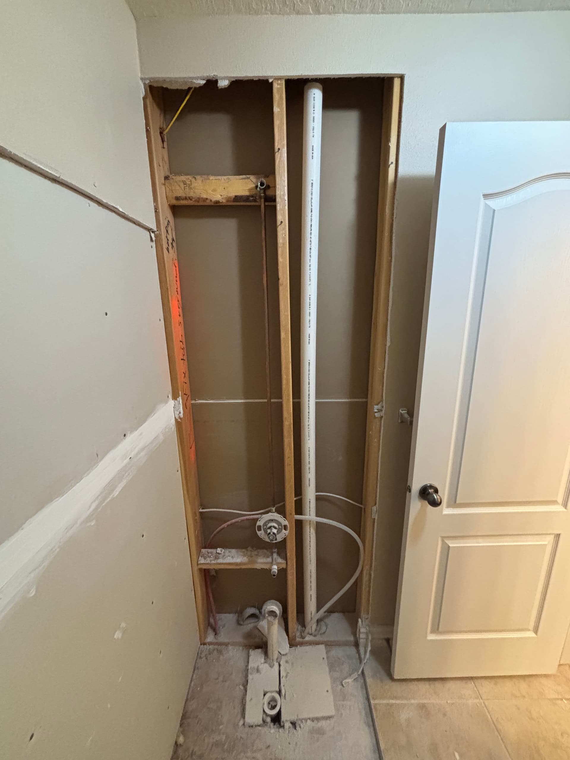 Gallery photos for Open Walls to a Finished Shower with a Moen Valve Upgrade: Image #1