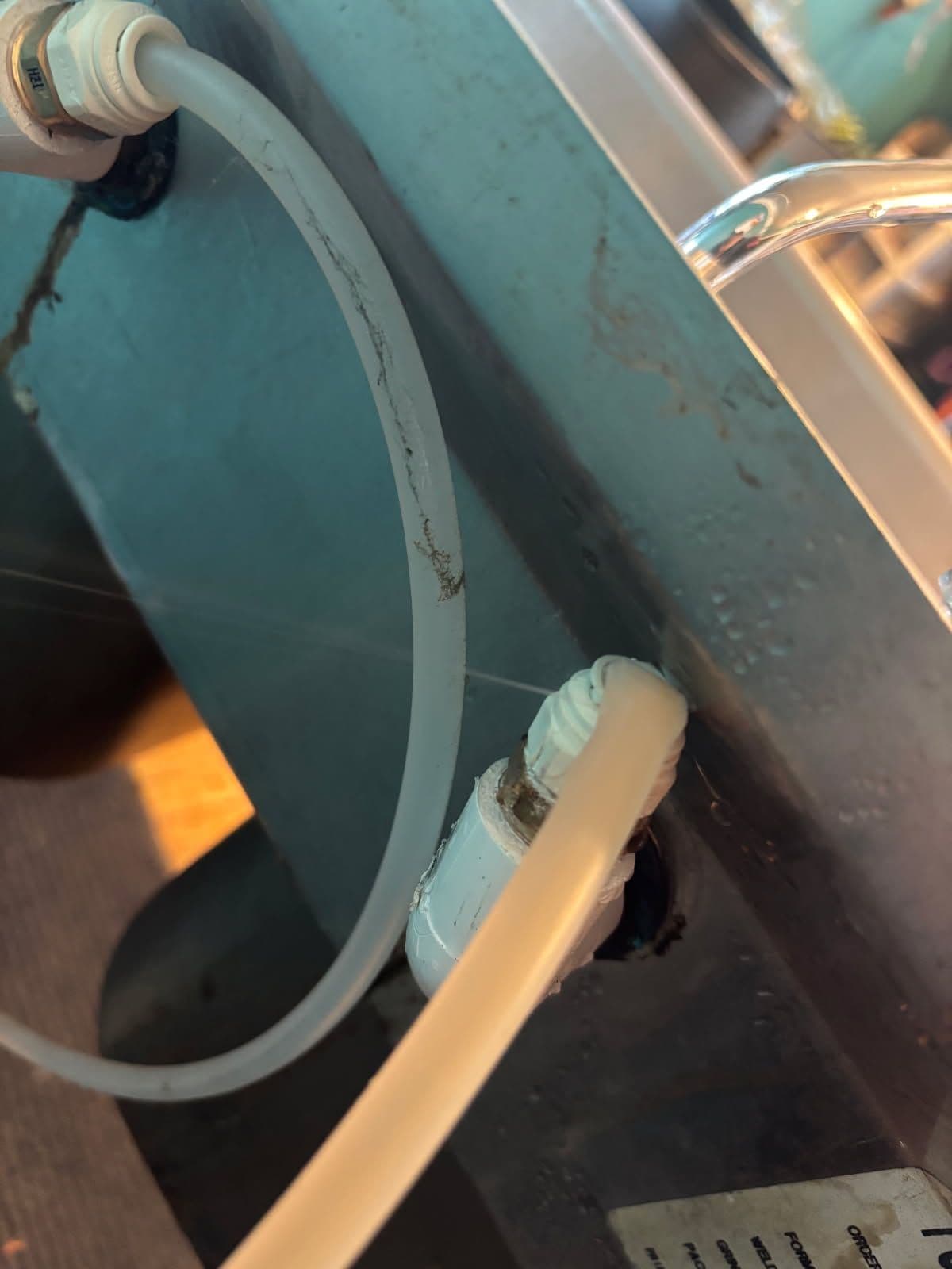 Gallery photos for Water Line Leak Fixed Behind Three Compartment Sink: Image #1